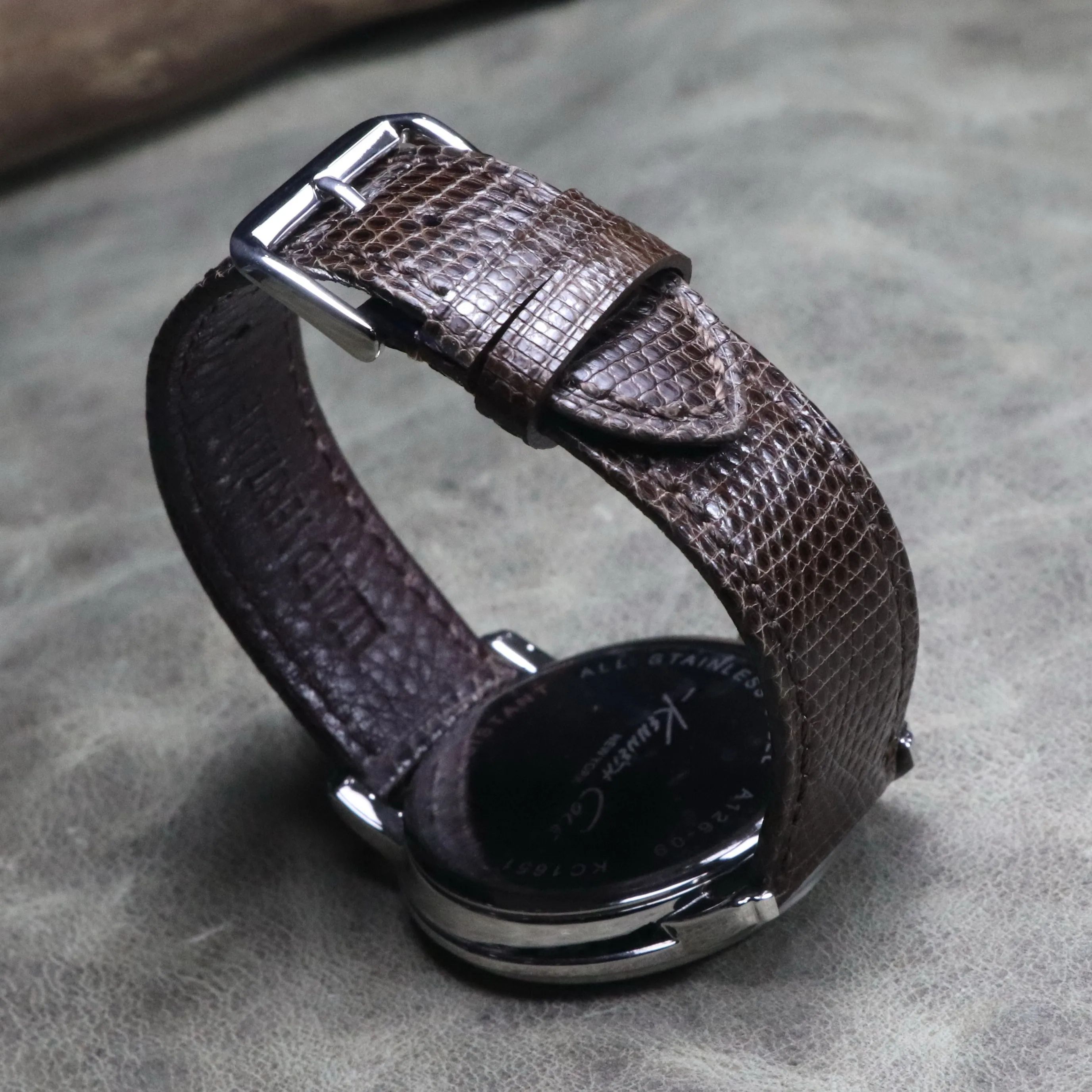 Unique 18 19 20 21 22mm Soft High quality black lizard skin leather strap genuine leather watch chain thin watchband accessories