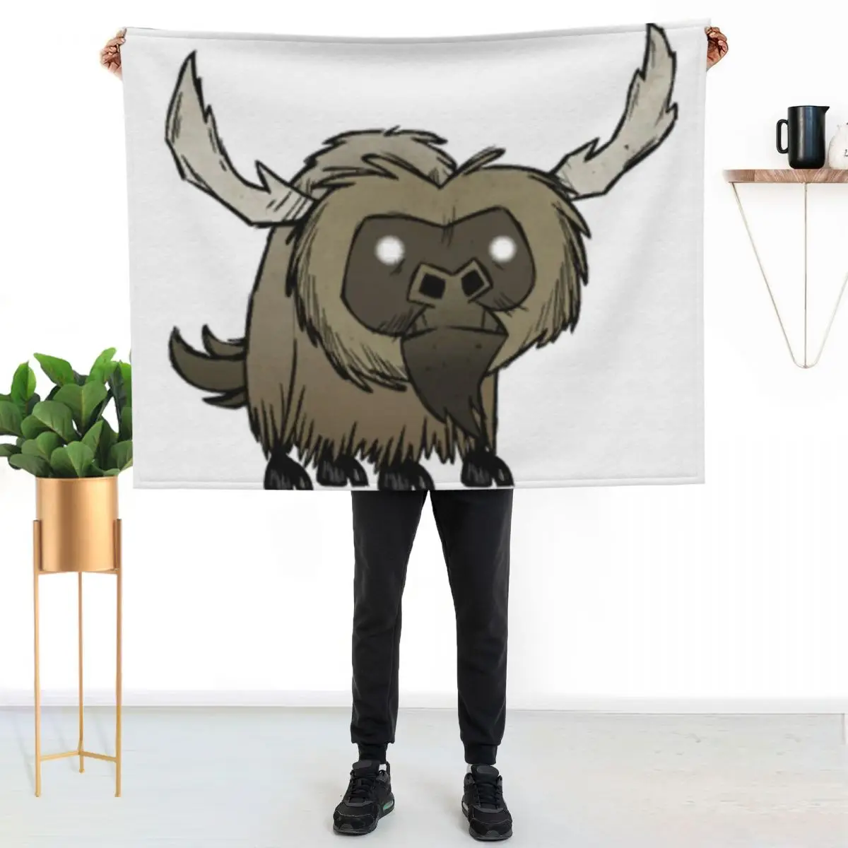 Фото Плед Don't Starve Beefalo, мягкий однотонный плед для дивана или кровати №2