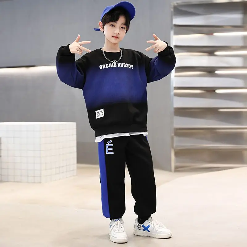 

Новый осенний костюм для мальчиков, новинка 2022, комплекты детской одежды, повседневная Весенняя Спортивная одежда для мальчиков из двух предметов, свитшот + штаны на возраст 5 -14 лет
