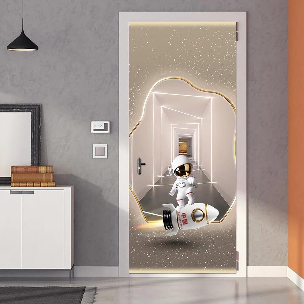 Наклейки на дверь с изображением астронавта креативные дизайнерские обои