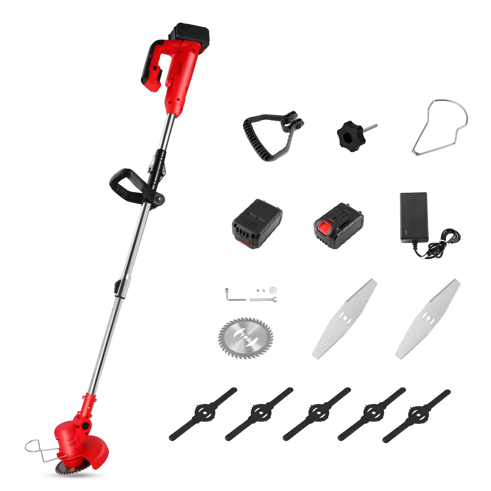 400W 18000PRM Electric Lawn Mower Cordless Grass Trimmer Length Adjustable Foldable Cutter Garden Tools With 2 Li-Ion Battery