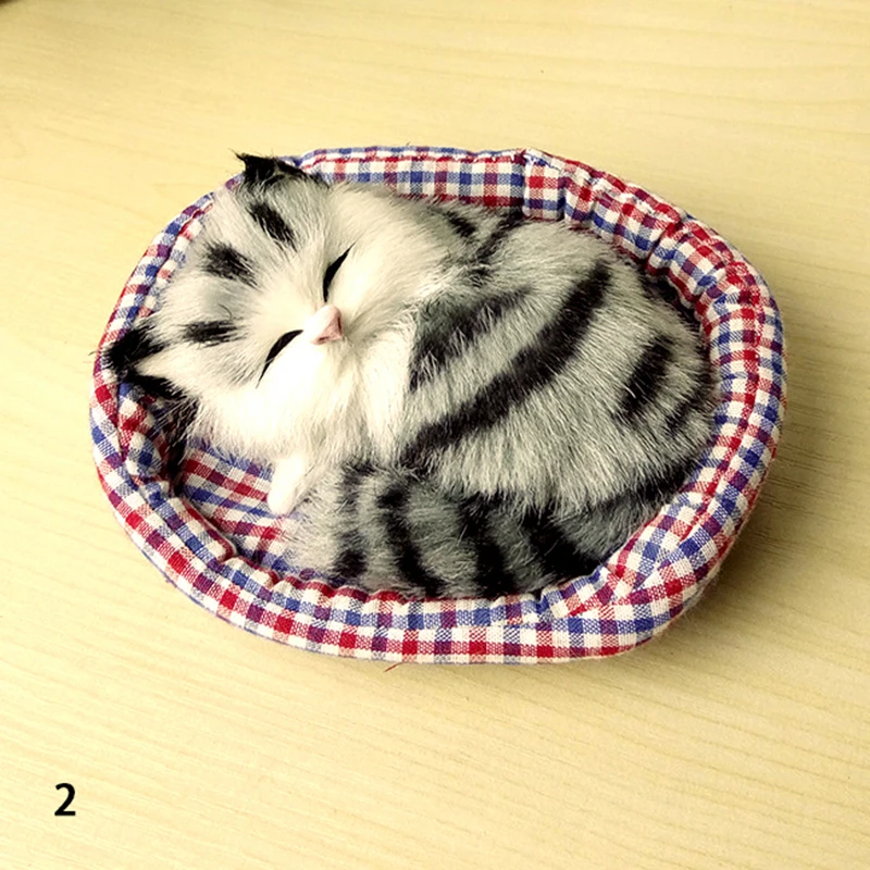 

Мини-спящие кошки на подушке, звуковая имитация кошки, куклы, украшения, тканевые плюшевые кошки для детей, автомобильный домашний декор, подарки на день рождения