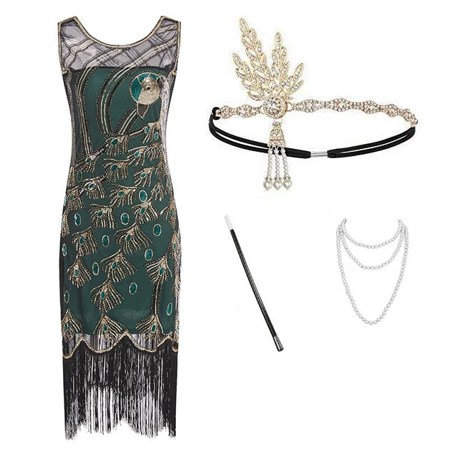 

1920s Great Gatsby Flapper Dress Party Evening Sequins Beaded Fringe Women 20sFlapper Vestidos Dresses Gown Robe Gatsby