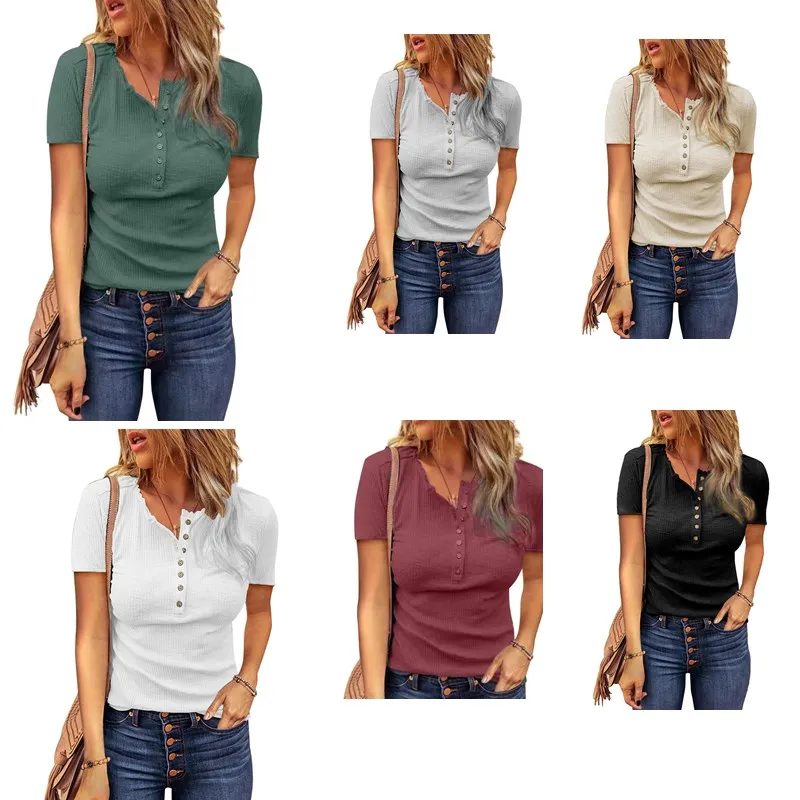 

Fashion Woman Blouse 2023 Solid Top Slim Fit Female Clothing Short Sleeve Tee O-neck Casual T Shirt Ladies