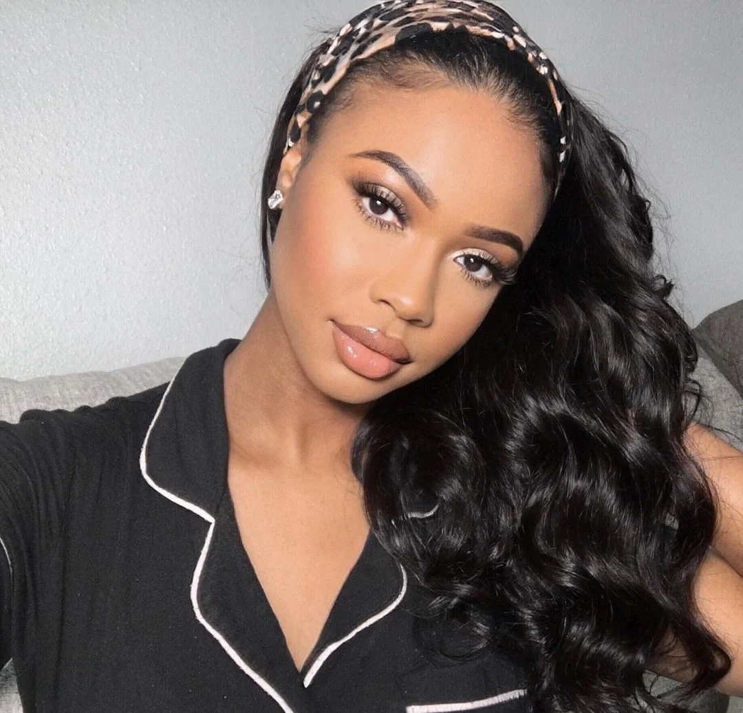 Headband Kinky Straight Wigs Body Wave Human Hair With Head Band GluelessWigs Women's Natural Color Remy Peruvian |