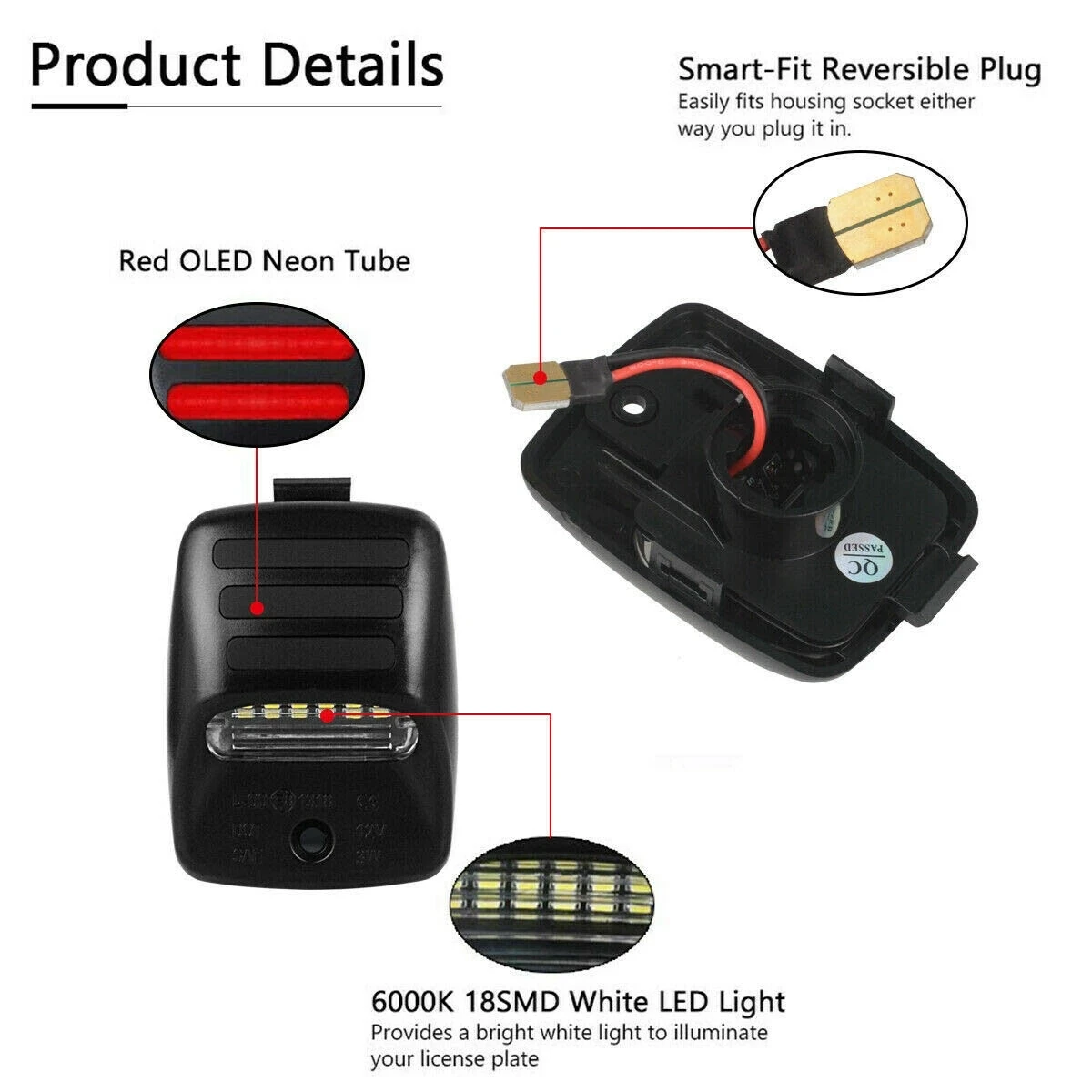 2 шт. светодиодные лампы для подсветки автомобильного номерного знака в сборе