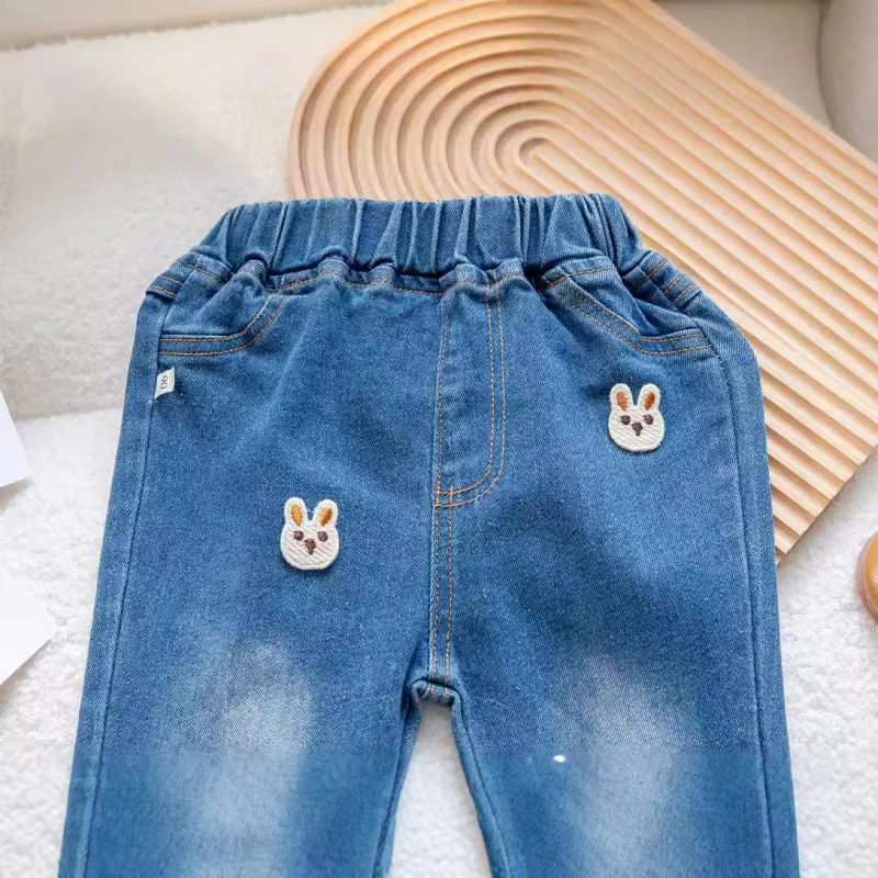 Новые джинсовые брюки-ботинки с мультяшным Кроликом новые брюки Baidu в западном