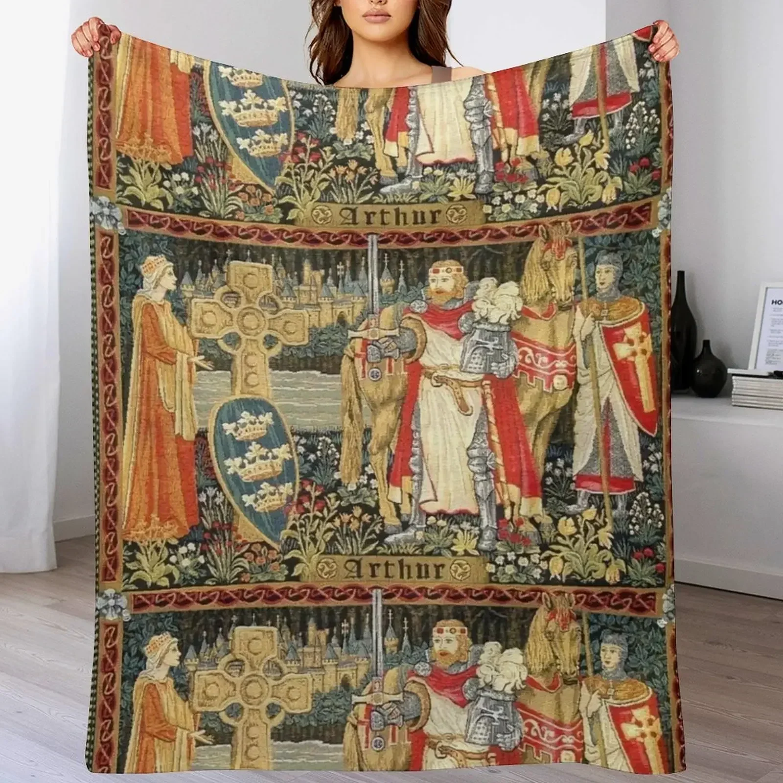 Гобелен King Arthur Excalibur Merlin Camelot Holy Grail Quest одеяло из фланелевой ткани клетчатая