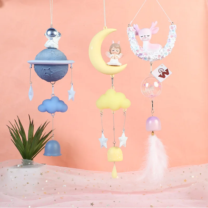 

Creative Cute Lucky Wind Chimes Resin Garden Wind Bell Pendant Birthday Blessing Gifts Home Hanging Ornament Decoration