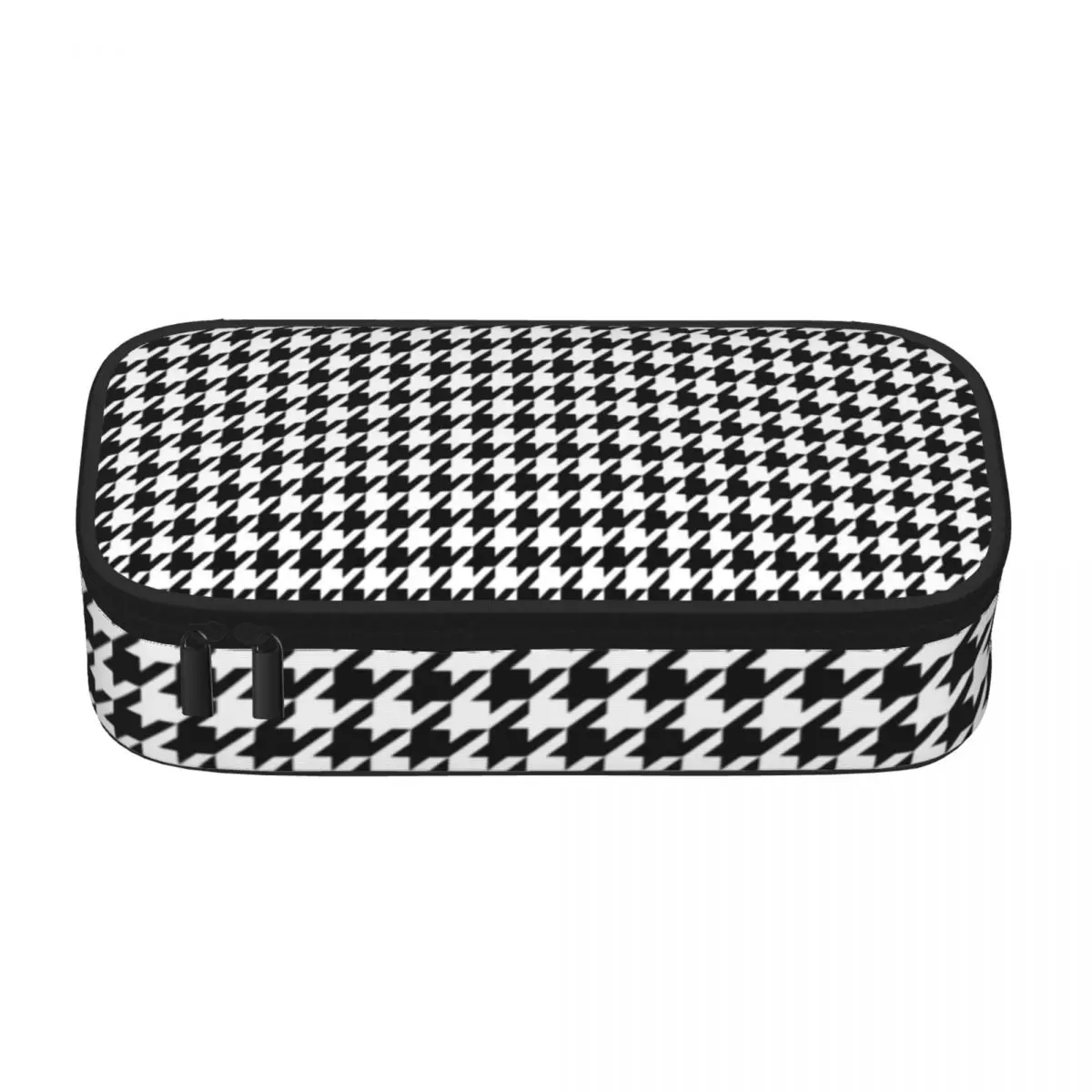 Black And White Houndstooth Pencil Case Classic Pattern Large Capacity Kawaii Pencil Box For Teens Elementary School Pen Bags