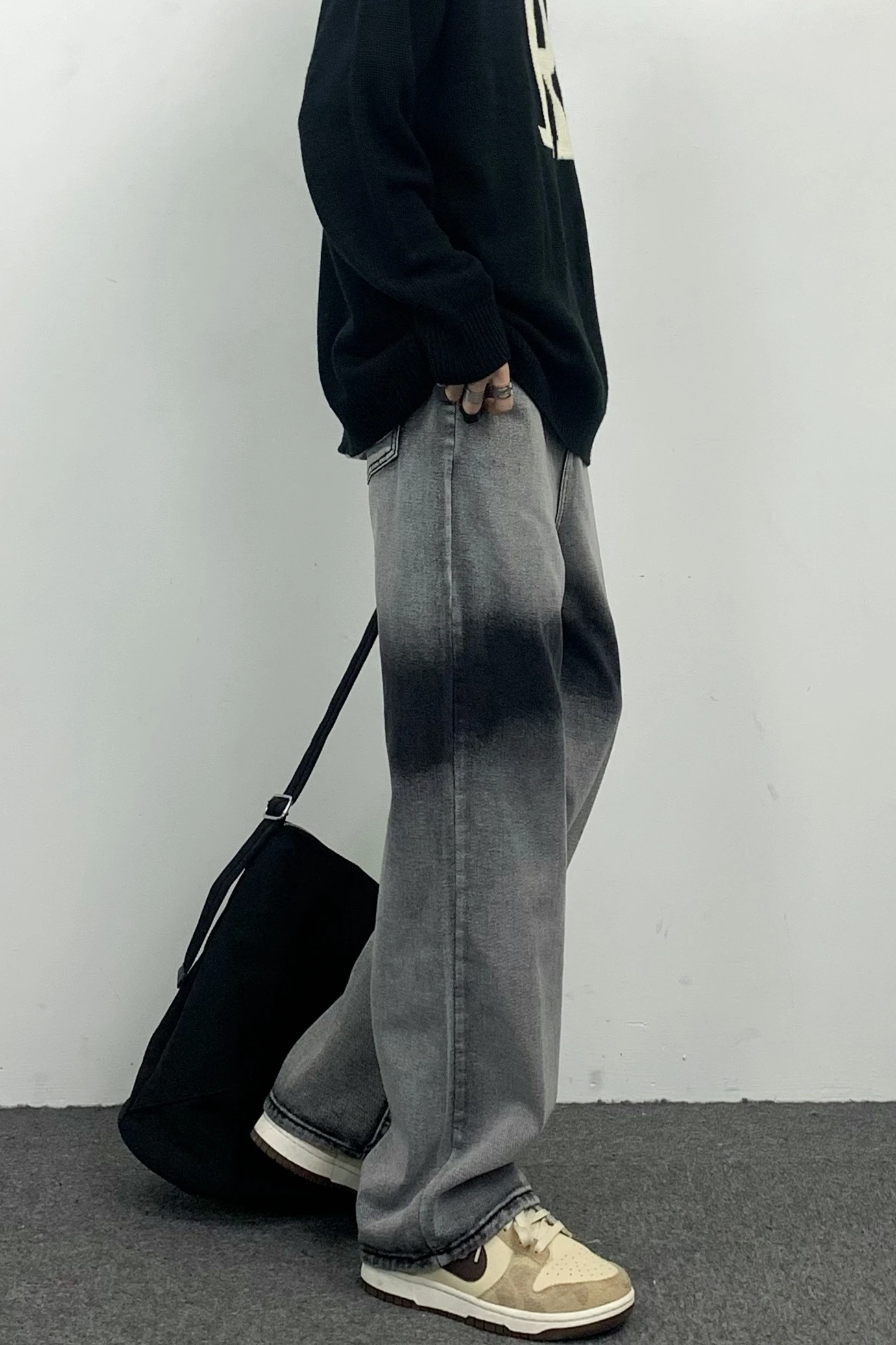 Men Jeans Trend Contrast Tie Dye Gradient Straight Jeans Unisex Denim Trousers Y2k Pants Wide Leg Pants Women Pants Men Clothing