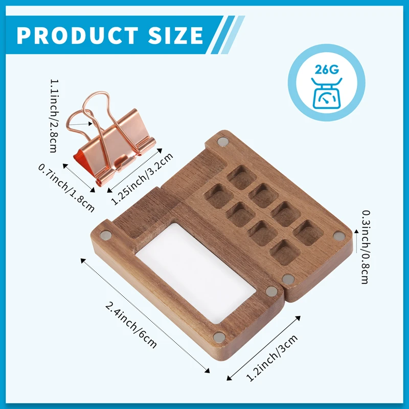 8 Grid Portable Sketchbook Palette Wooden Colour Box Mini Travel Paint Tray With A Clip (Without Paint)