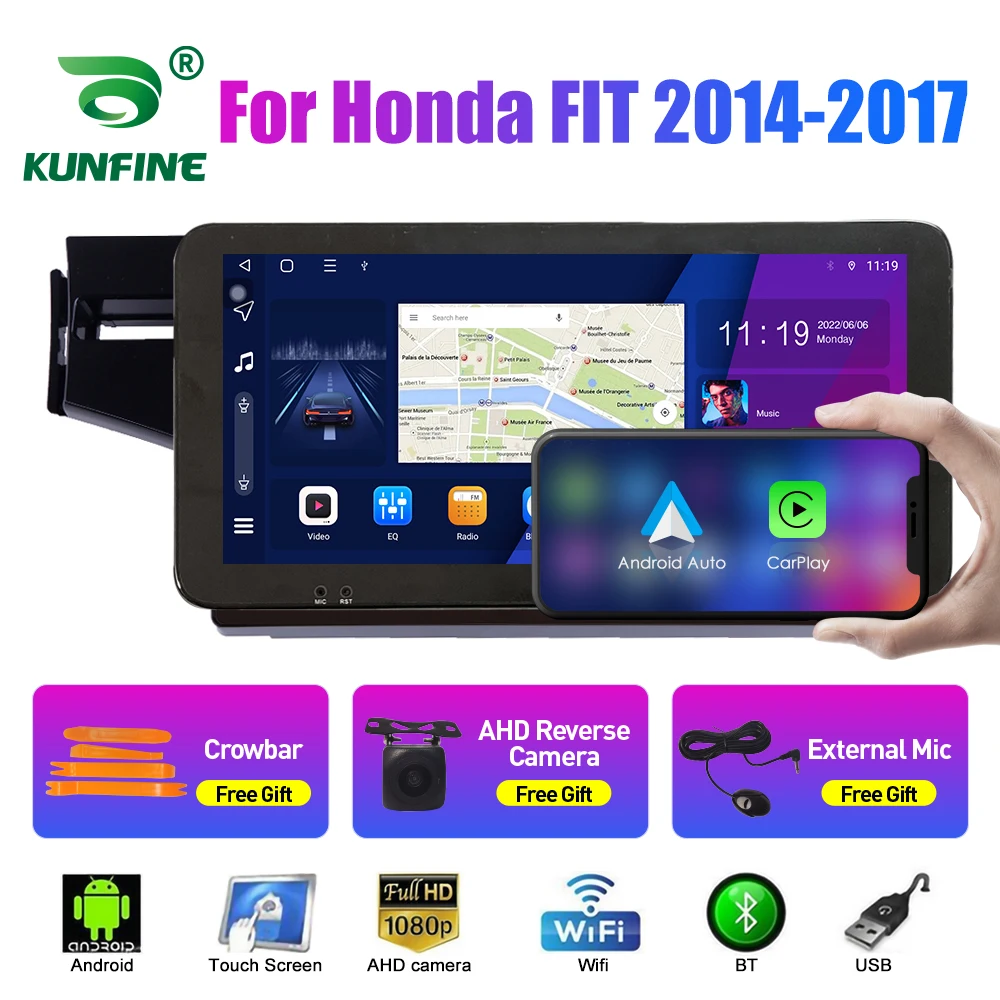 

Автомобильный радиоприемник 10,33 дюйма для Honda FIT 14-17 LHD/RHD 2Din Android Восьмиядерный автомобильный стерео DVD GPS навигатор плеер QLED экран Carplay