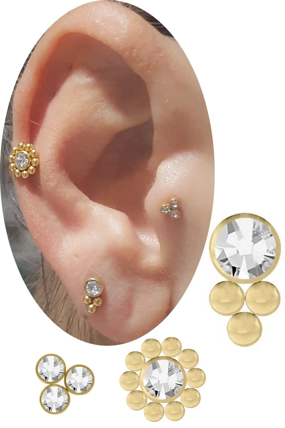

Surgical Steel Zircon Tragus-helix-auricle 3 Pcs Kombin Piercing