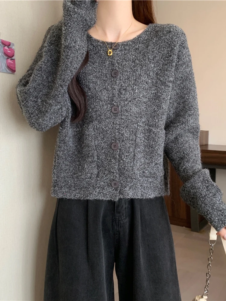 Мягкий клейкий вязаный кардиган больших размеров верхняя одежда для женщин