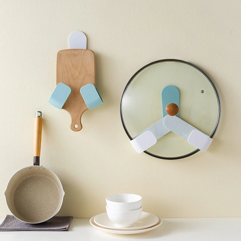

Wall Mount Pot Lid Holder Rotating Adjustable Pan Cover Rack Kitchen Organizer