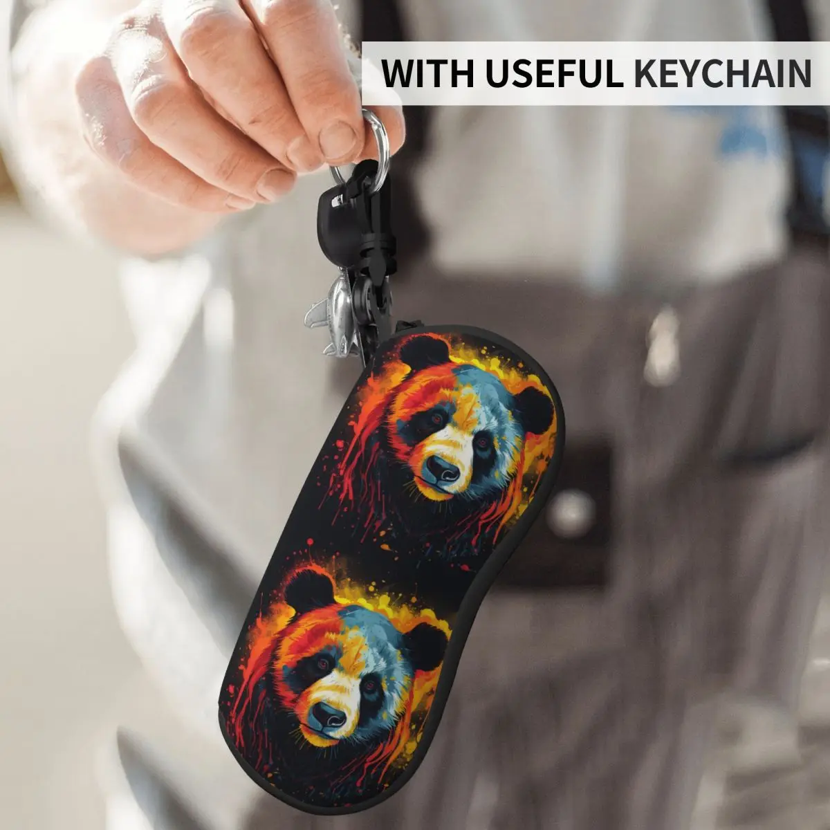 

Panda Vertical Glasses Case Animal Head Retro Pocket Sunglasses Pouch Male Female Zipped Eyewear Bag