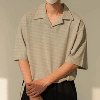 summer short sleeve men v neck sweatshirt korean fashion handsome student harajuku business casual oversized polo t shirts white