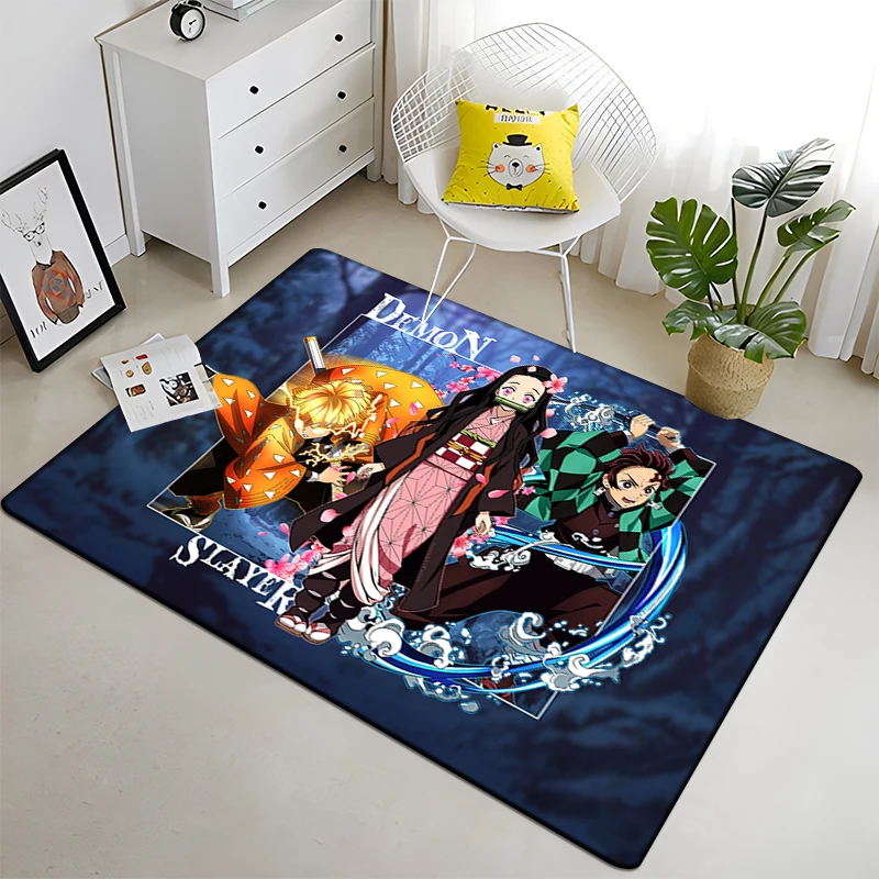 Demon Slayer Fashion 3D Art Print Floor Mat Living Room Carpet Anime Role for Adult Large Rug Indoor Area Soft Flannel Play Mat