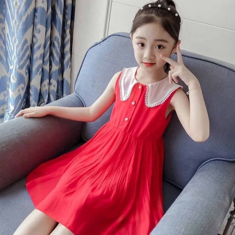 

Summer Dress for Girls 2 3 5 12 Years Playful Cute Girls Dresses for School Sleeveless Elegant Party Princess Dress Kids Clothes