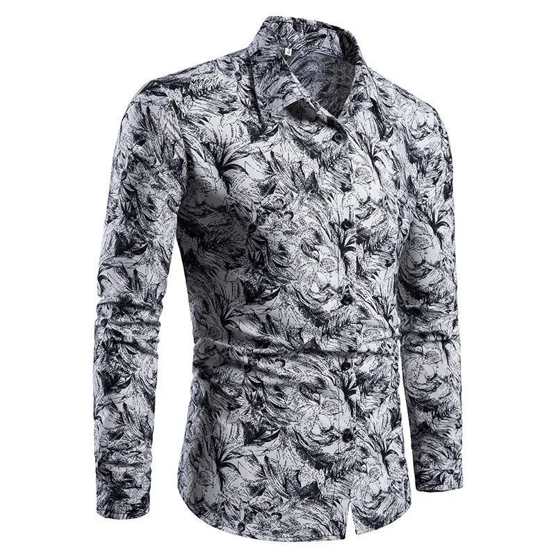 

Men Long Sleeve Print Shirts for Mens Social Luxury Man Designer Clothes Hawaiian Fashionable Elegant Classic Free Shipping