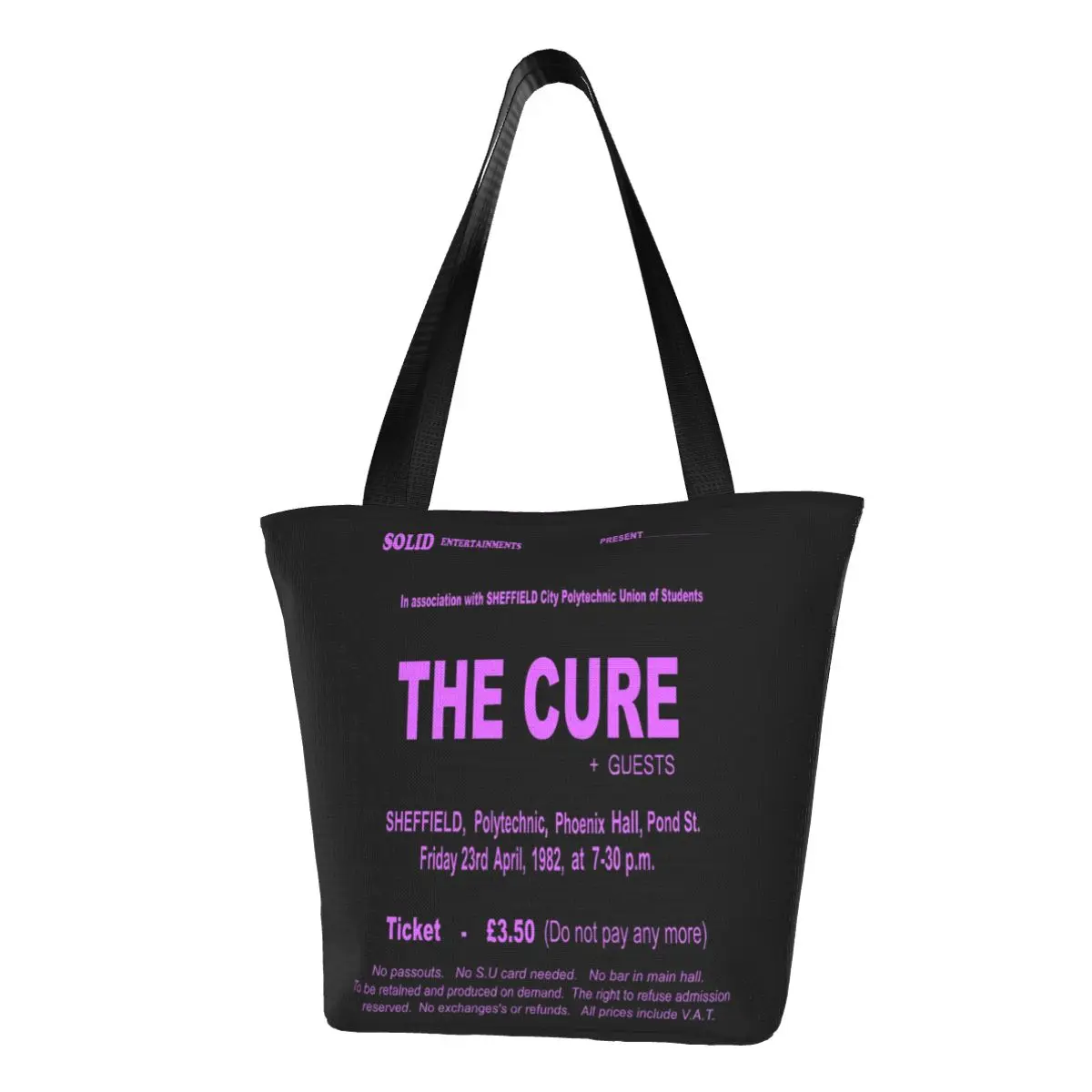 

The Cure Retro UK Sheffield Shopping Bag Gig Ticket Long Pink Print Gift Reusable Handbag Cloth Streetwear Female Bags