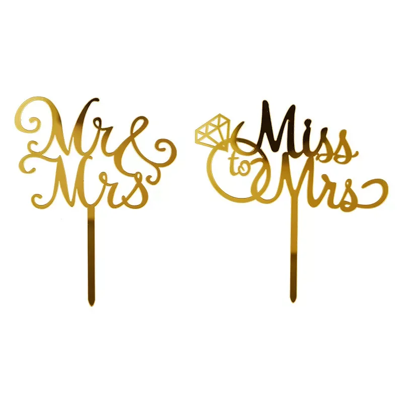 Новые акриловые топперы для торта Ms & Mrs, Свадебное предложение для торта на День святого Валентина, кольцо с бриллиантами для украшения торт...