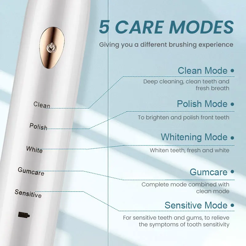 2022 Waterproof Soft Bristles Electric Toothbrush Super Sonic Electric Toothbrushes Whitening ABS IPX7 3 Replaceable Brush Heads enlarge