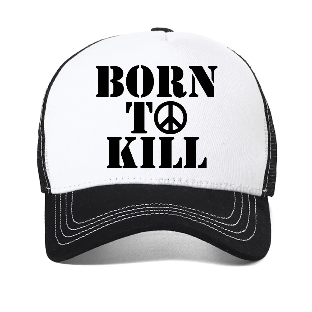 Фото Бейсболка Born To Kill Camiseta la Chaqueta Militar, модная ретро-кепка унисекс, повседневная сетчатая кепка-трукер, регулируемая кепка с застежкой-снэпбэк. №4