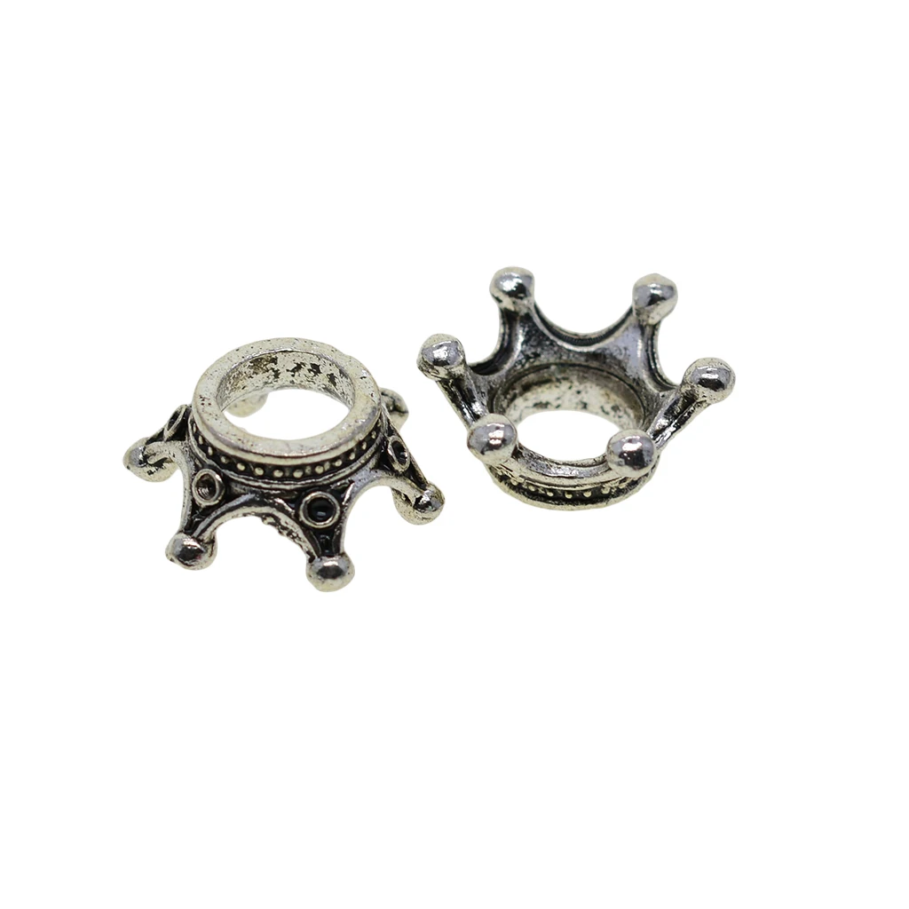 

50 Tibean silver 0.55 inch 16mm hollow European large hole crown loose metal spacer beads for jewelry rosary necklace DIY