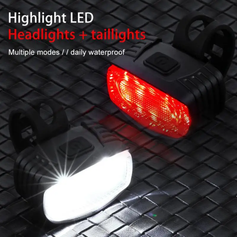 

New Outdoor Bicycle Taillight Mini Portable USB Charging Lights Mountain Bike Headlights Red And White Safety Warning Lights