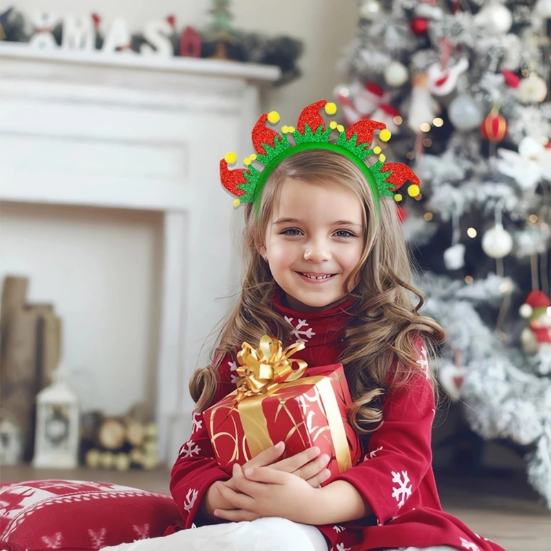 Мерцающая Рождественская елка/повязка для волос в стиле Санта-Клауса