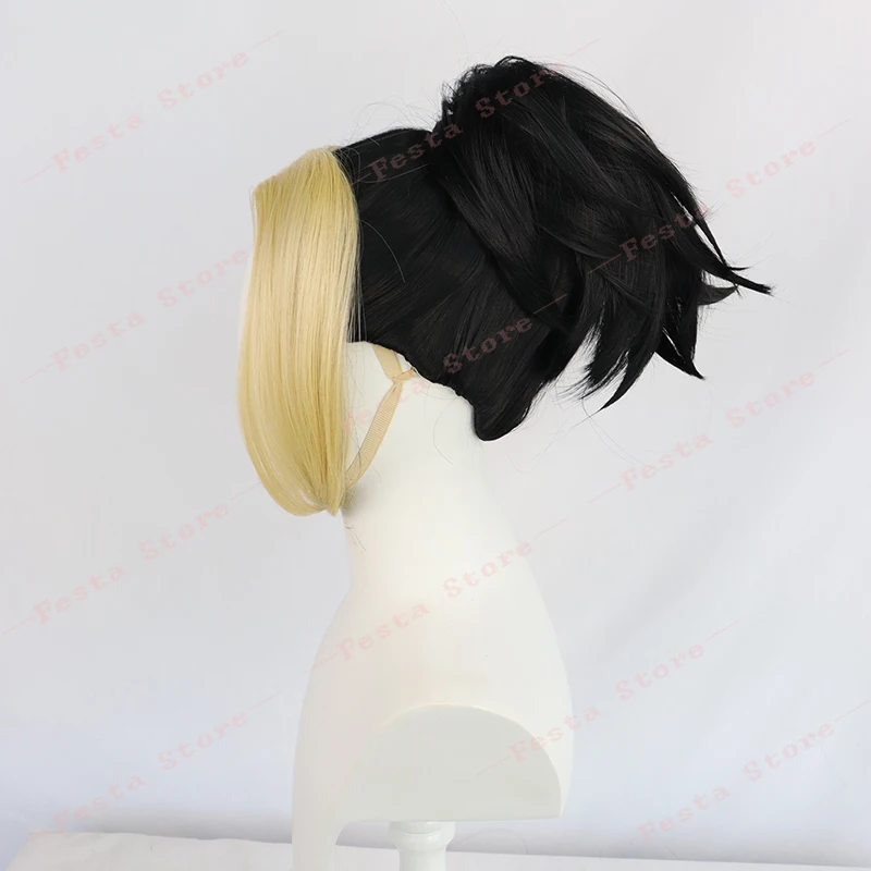 Anime Demon Slayer Makio Cosplay Black Yellow Wig Tengen Uzui Wife Kimetsu No Yaiba Season 2 Fiber Hair Free Cap Girls |