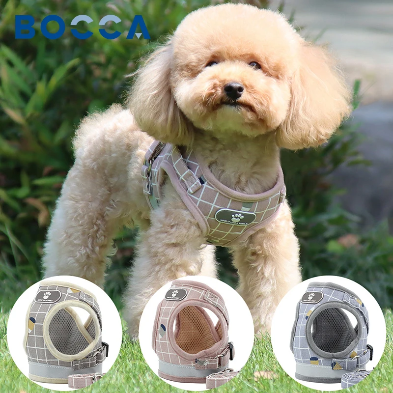 

Bocca Pet Harness And Leash Set Reflective Adjustable Breathable Puppy Kitten Nylon Dog Vest Cloth Outdoor Walking Traveling