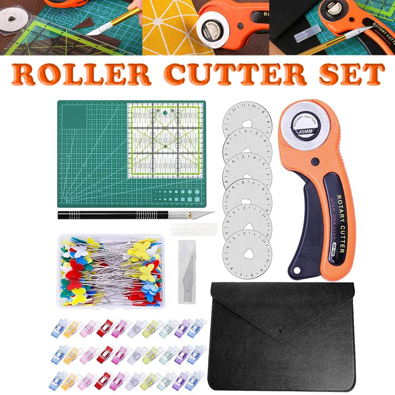 

1 Set New 45mm Rotary Cutter Kit For Detailing Trimming And Stripping With Cutting Mat Patchwork Ruler Sewing Clips