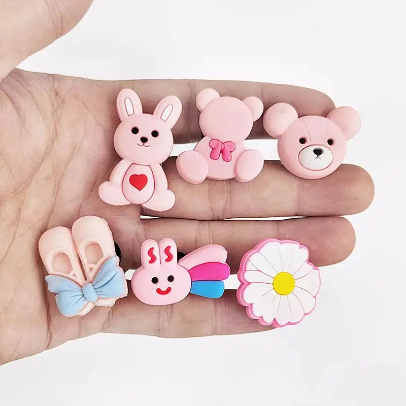 18pcs/set Pink Y2k style shoe charms DIY Detachable sandals decorate Accessories Croc jibz，Sandals Slippers