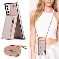 zipper wallet case for samsung galaxy s22 s20 s21 fe plus note 20 ultra card holder lanyard handbag crossbody leather cover