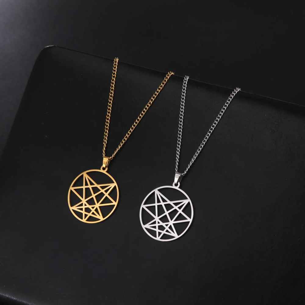 

COOLTIME Nine Angles Enneagram Pendant Necklace for Women Stainless Steel Ninehouse Chain Necklace Jewlery Gift 2023 New In