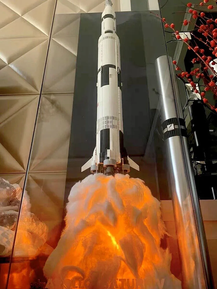 Фото Акриловая подставка для дисплея своими руками для LEGO V 21309 или V 92176, пламя дисплея для модели строительных блоков NASA Apollo Saturn №2