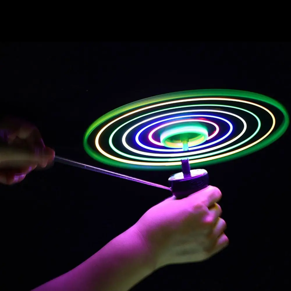 

Led Light Lighting Flying Disc Propeller Toys Interesting Random Color Plastic Spinning Flyer Flying Pull Wire Toy Sports Toy