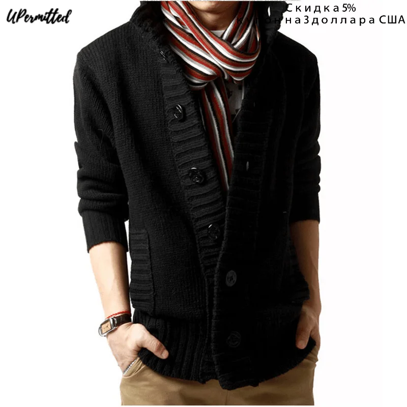 

Мужские повседневные однотонные пуловеры с высоким воротником, весна-осень 2022, модный кардиган, утепленные уличные Топы