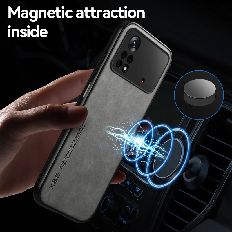

Чехол для Poco X4 Pro, автомобильный магнитный держатель, кожаный чехол для телефона Xiaomi PocoX4Pro Little Poko X 4 Pro Poco X4 Pro, задняя крышка
