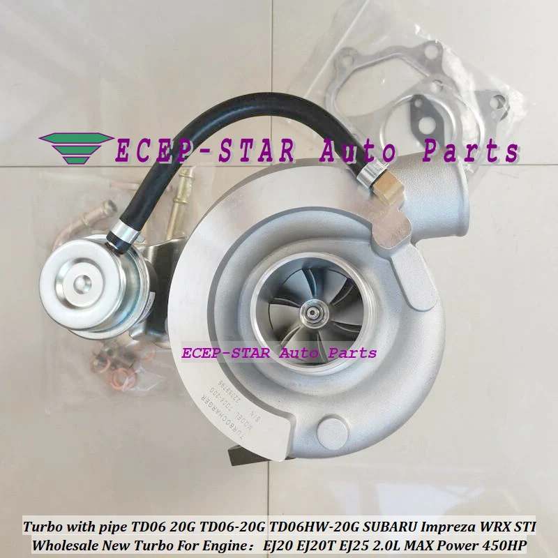 Фото Турбокомпрессор, прокладки турбины, трубки TD06, TD06-20G, TD06HW-20G для SUBARU Impreza WRX STI, двигатель EJ20, EJ20T, EJ25, 2.0 л, максимальная мощность 450 л.с. №2