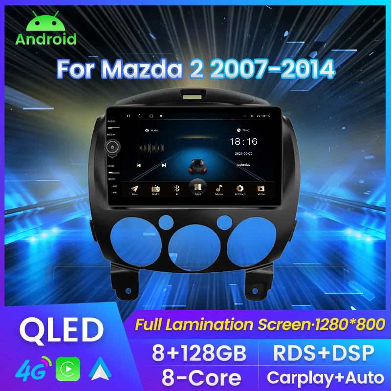 MLOVELIN Android 2007 подходит для Mazda 2 2014-встроенный carplay автомобильный мультимедийный