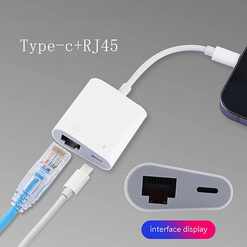 

Connection Mobile Phone Adapter lightning to RJ45 Port Ethernet Converter PD Charging Network Card