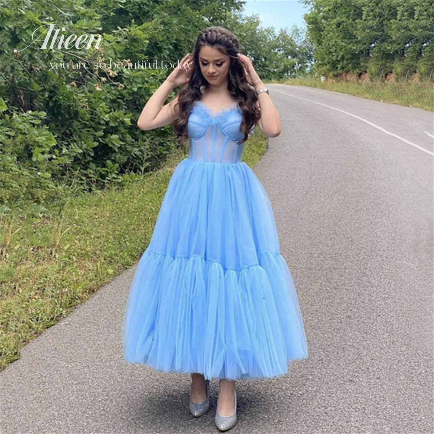 

Aileen Dresses for Women Party Wedding Evening Dress A-line Suitable Dresses on Request Sky Blue Sweetheart Formal Long Luxury