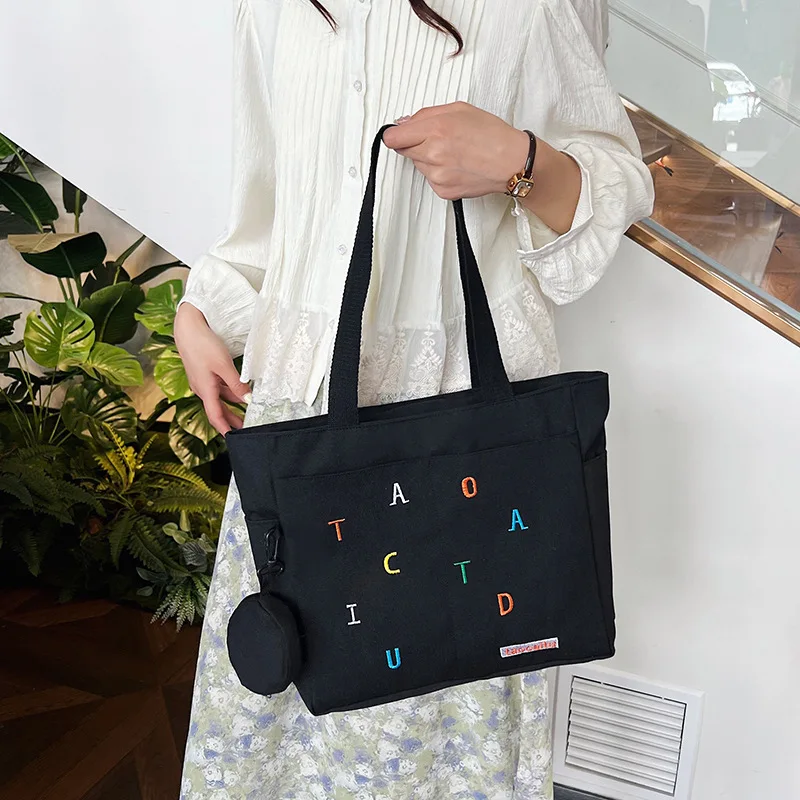 Женская Вместительная Повседневная Холщовая Сумка-тоут С Плечевым Ремнем