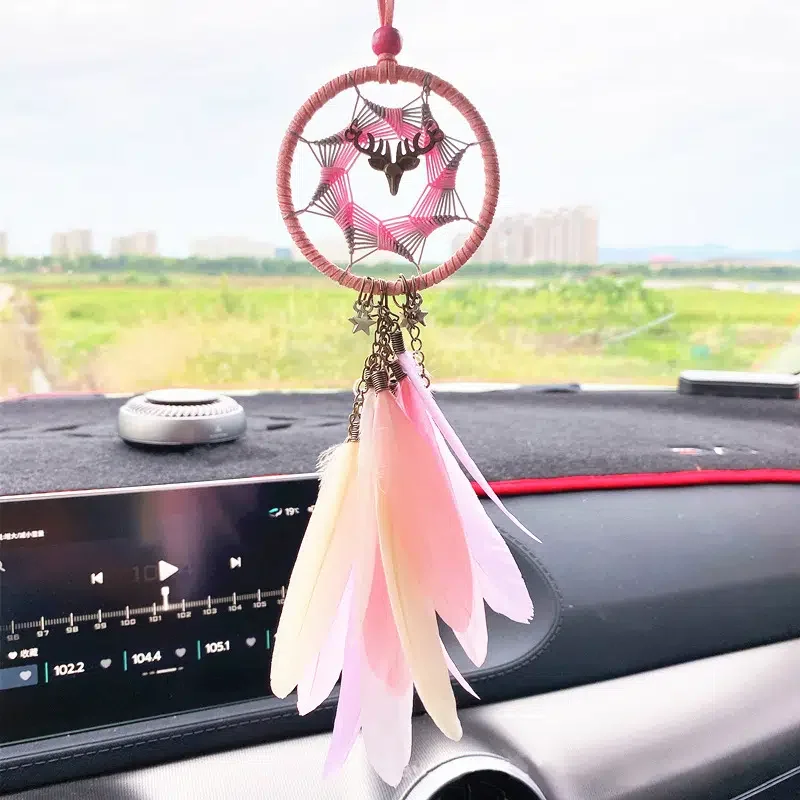 

1pc Dream Catcher Car Pendant Deer Feathers Hanging Ornament For Home Car Decor Car Interior Accessories Festival Gift