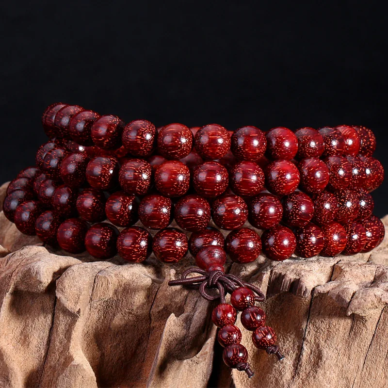 

Lobular rosewood hand string Buddha bead bracelet 108 pure handmade material full Buddha bead wholesale necklace women men love