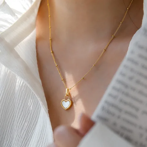 Женское двухстороннее ожерелье из нержавеющей стали, покрытое 18-каратным золотом